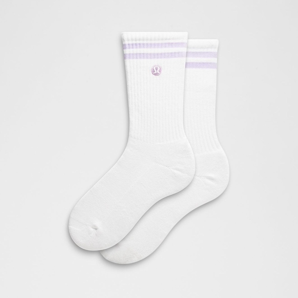 lululemon athletica Daily Essential Socks White Sheer Violet Crew Socks